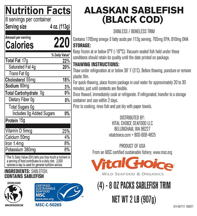 MSC Wild Alaskan Sablefish (Black Cod) Bulk Bits & Pieces 